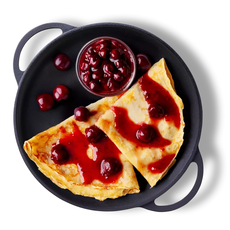 Clătite cu dulceață de vișine