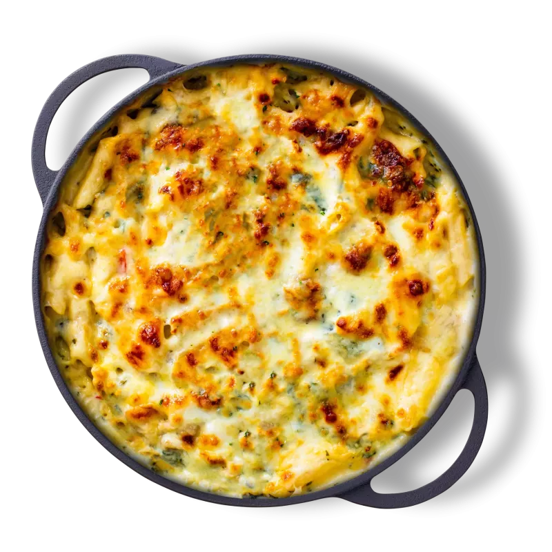Paste gratinate cu pui și ciuperci
