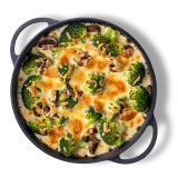 Broccoli gratinat cu ciuperci și sos alb