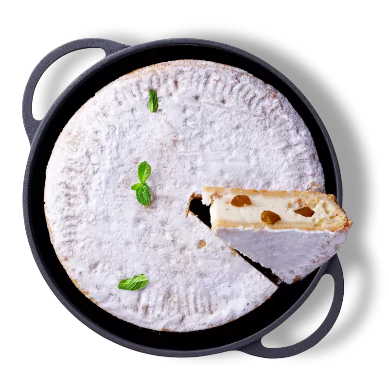 Plăcintă cu brânză dulce și stafide